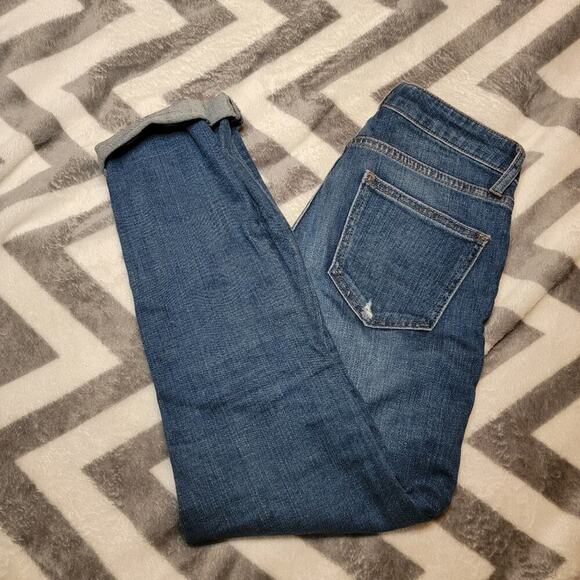 Topshop Moto Petite Lucas Cropped Distressed Ripped Jeans - Picture 1 of 12
